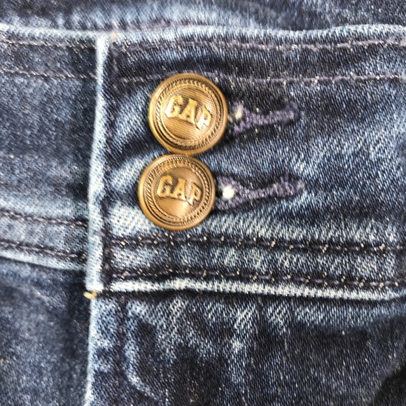 Gap 70s Flare High Rise Jeans Women 29/8 Blue Flap Pockets Stretch Boho Retro - Picture 10 of 12